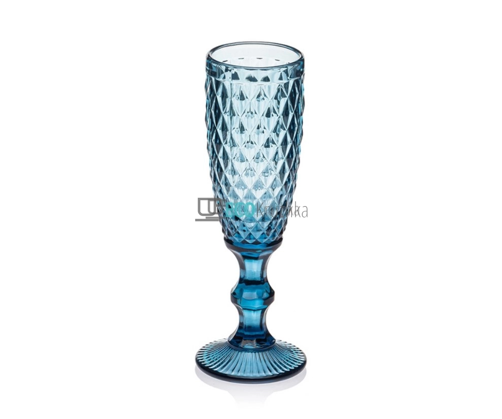 УЦІНКА КЕЛИХ ДЛЯ ШАМПАНСЬКОГО З КОЛЬОРОВОГО СКЛА GLASSWARE 150 МЛ СИНІЙ EK15188