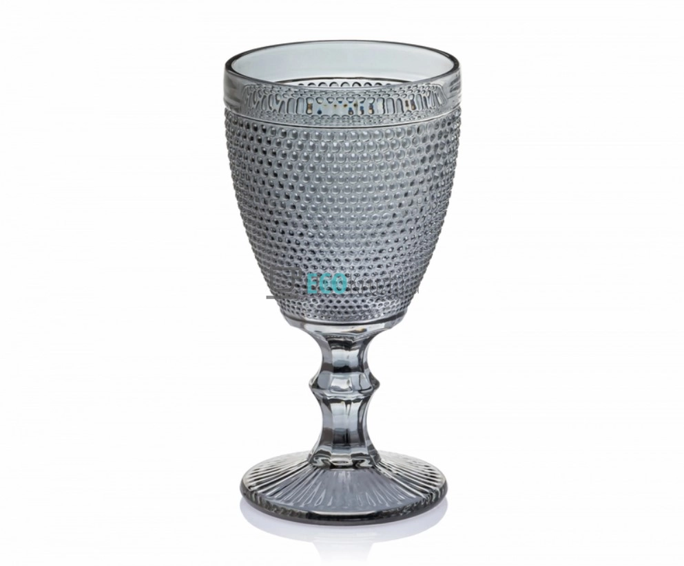 УЦІНКА КЕЛИХ ДЛЯ ВИНА ІЗ КОЛЬОРОВОГО СКЛА GLASSWARE  320 МЛ СІРИЙ EK15230