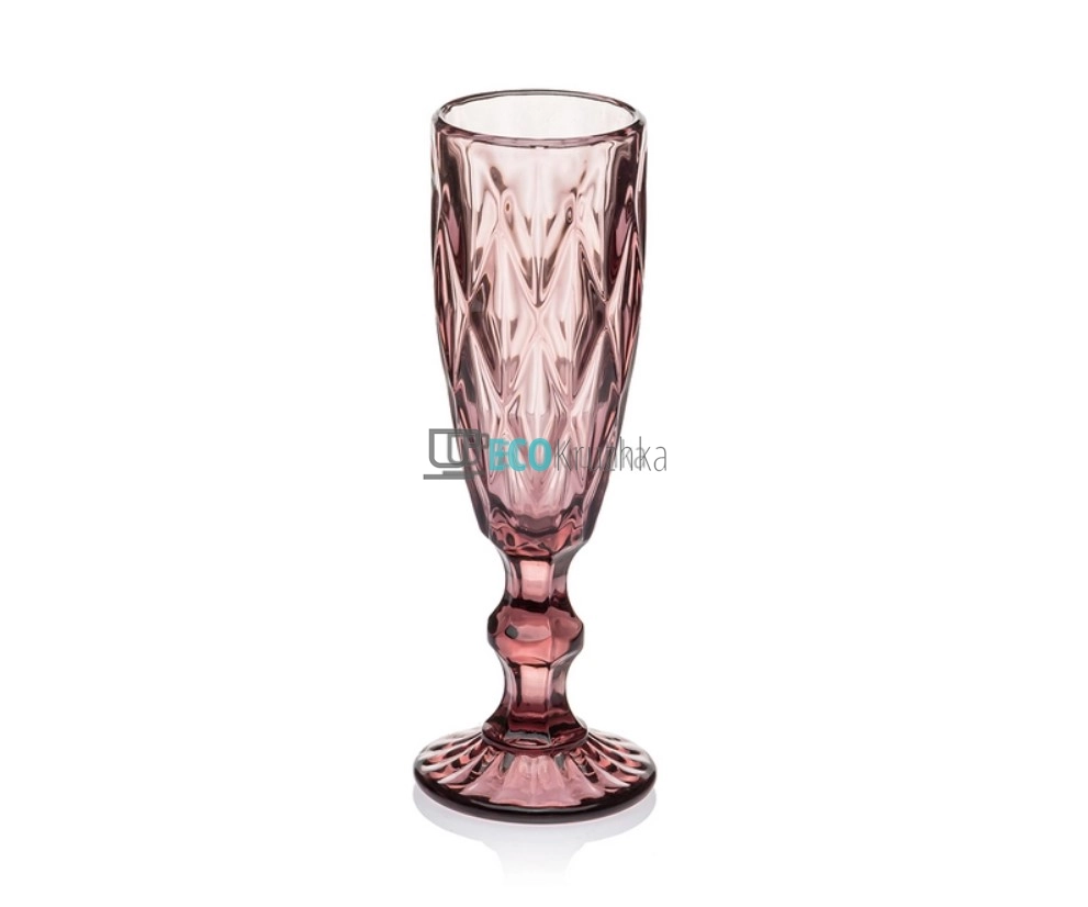 УЦІНКА КЕЛИХ ДЛЯ ШАМПАНСЬКОГО З КОЛЬОРОВОГО СКЛА GLASSWARE 150 МЛ РОЖЕВИЙ EK15232