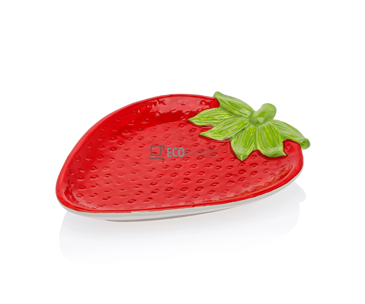 Керамічна тарілка "Strawberry", 26x20.5x3 см, червона, модель (928-049)