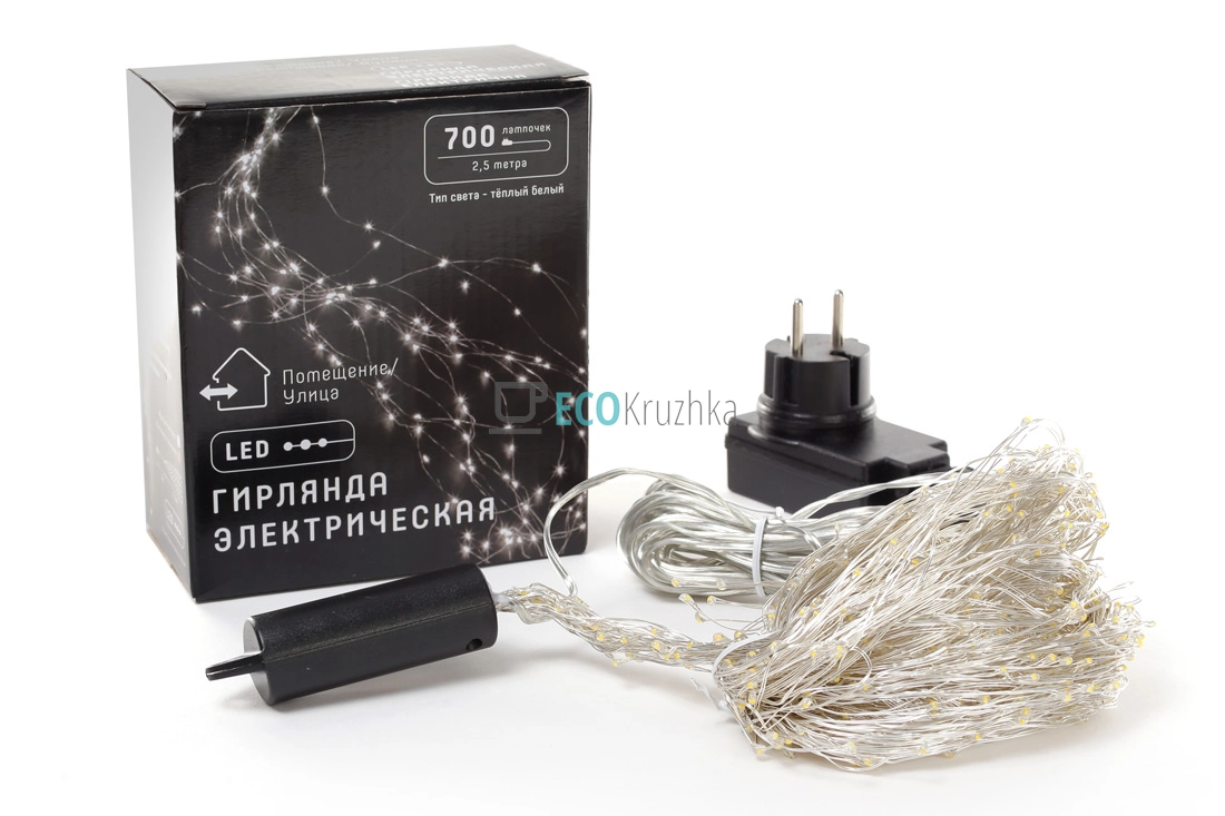 Гірлянда-пучок 700 LED, теплий білий, 28 ниток по 2,5 м, 25 діодів/нитка, з функцією миготіння кожної 3-ї лампи 830-310 Гірлянда-пучок 700 LED, теплий білий, 28 ниток по 2,5 м, 25 діодів/нитка, з функцією миготіння кожної 3-ї лампи 830-310