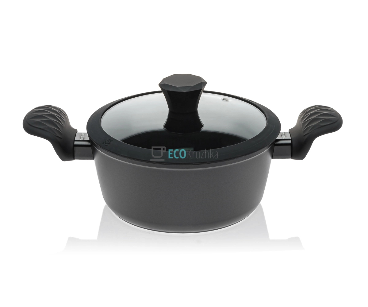 ​Каструля (казан) з алмазним покриттям та скляною кришкою, 3 л (22x9,5 см) Edenberg EB-3485
