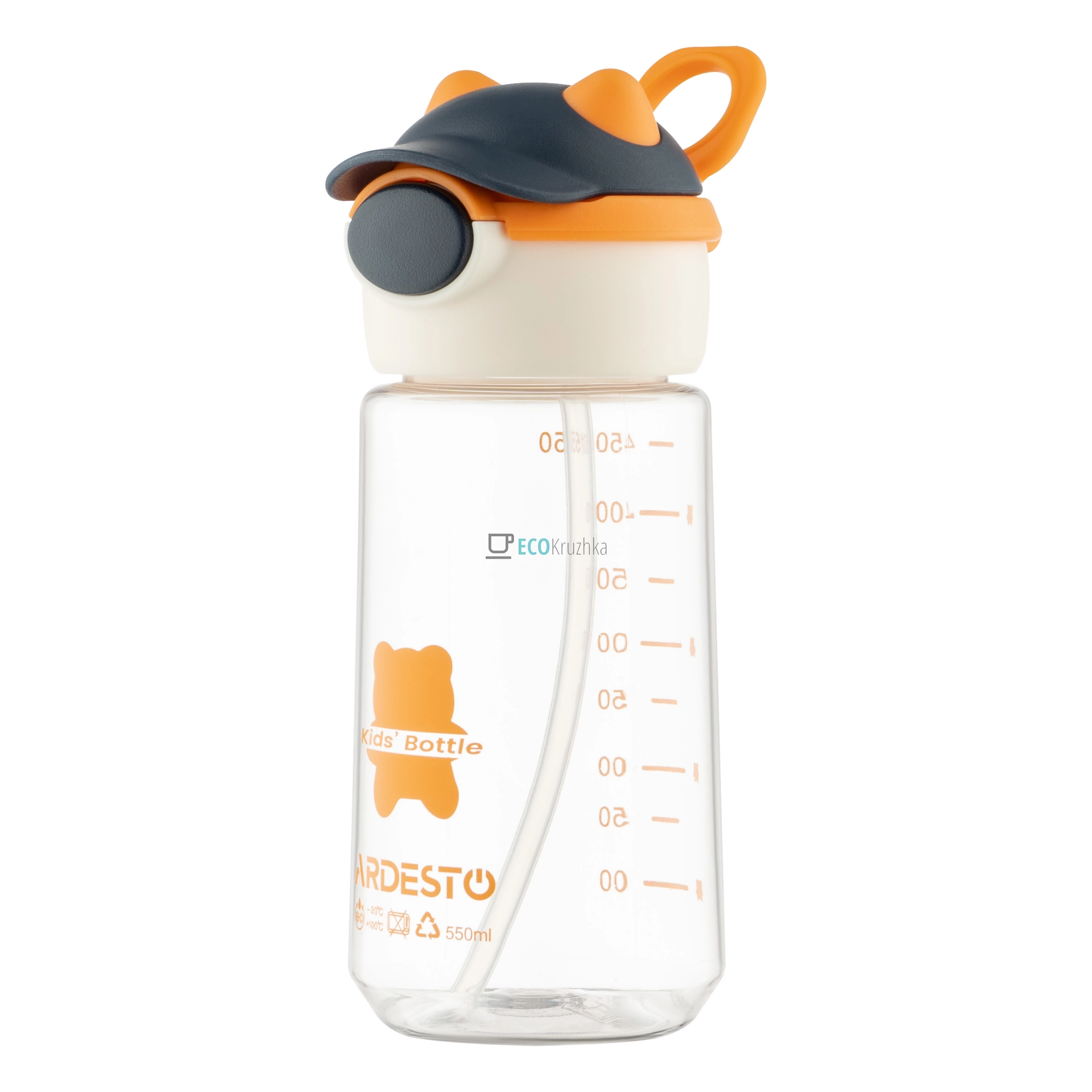 Пляшка для води Ardesto Bear 550мл, пластик, оранжевий (AR2255BO)