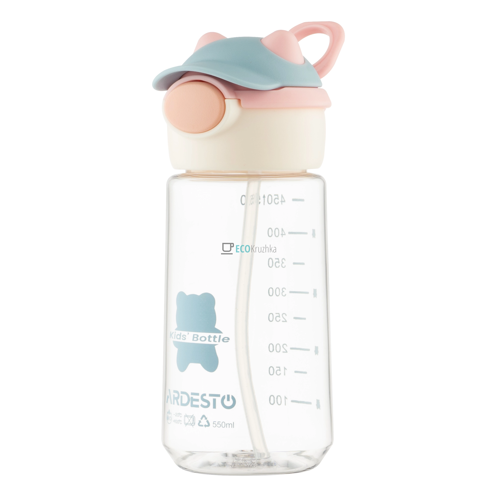 Пляшка для води Ardesto Bear 550мл, пластик, рожевий (AR2255BB)