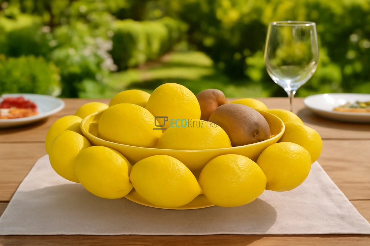 Фруктовниця порцелянова жовта 24 см Lemon для фруктів (457-343)