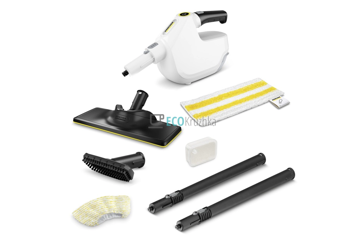 Пароочисник Karcher SC 1 Multi з насадками, ручний парогенератор 1300Вт, резервуар 200 мл, білий (1.516-410.0)