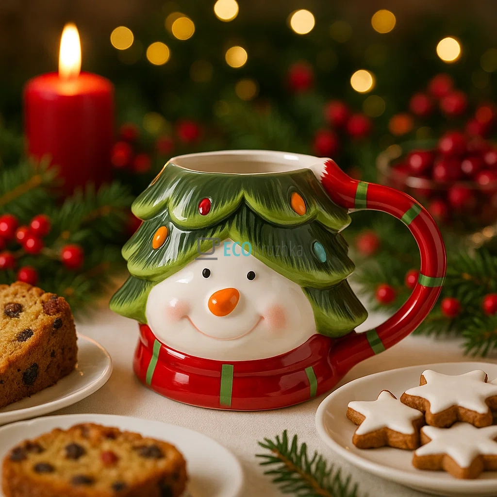 Новорічна керамічна кружка Сніговик 600 мл для гарячих напоїв (827-890) Новорічна керамічна кружка Сніговик 600 мл для гарячих напоїв (827-890)