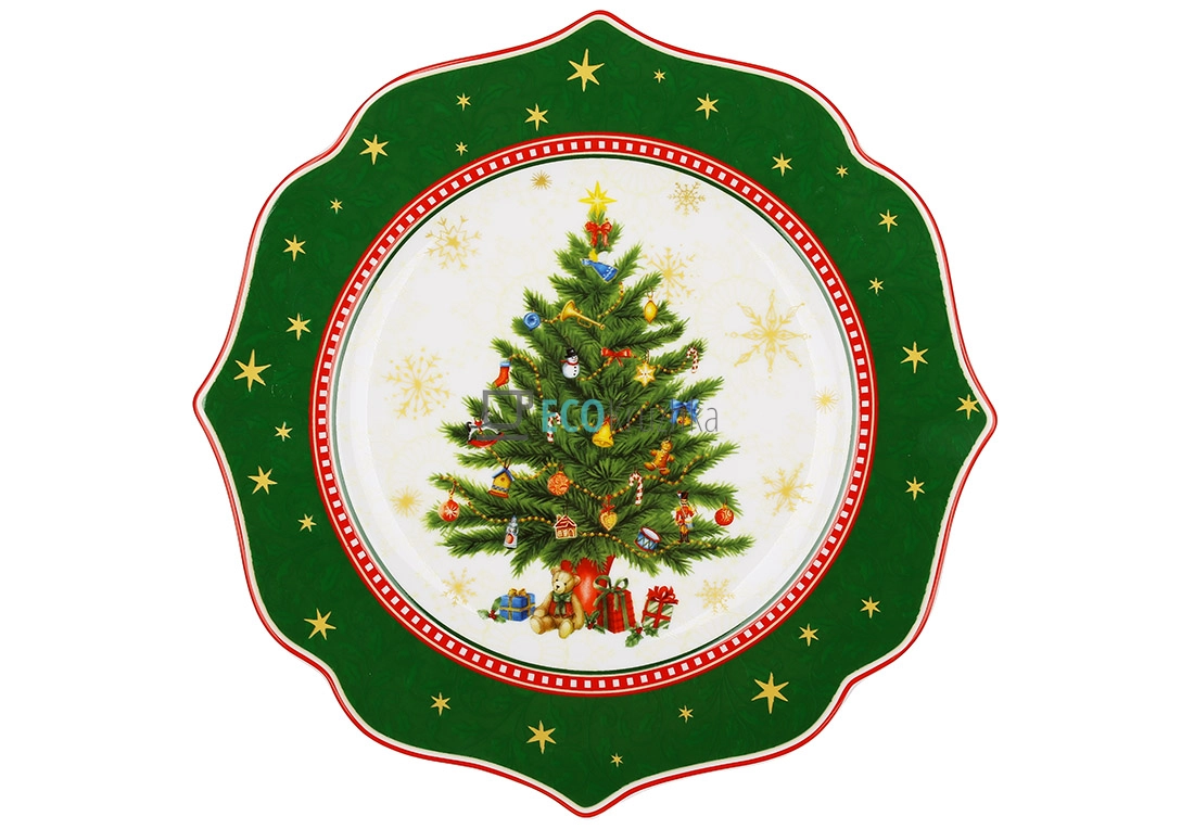 Новорічна порцелянова тарілка Christmas Story 21 см • святковий декор на стіл (149-045)
