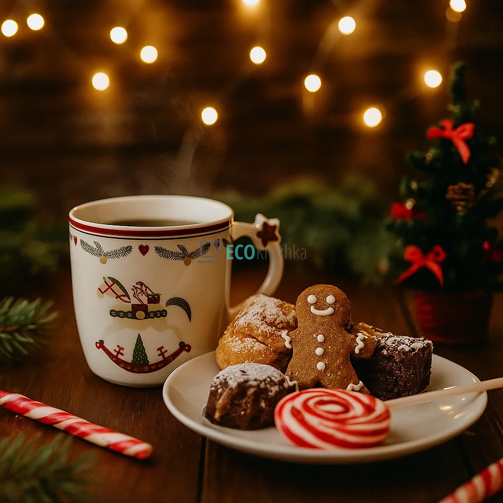 Новорічна кружка порцелянова Happy Holidays 360 мл – святковий кухоль (311-133-1)