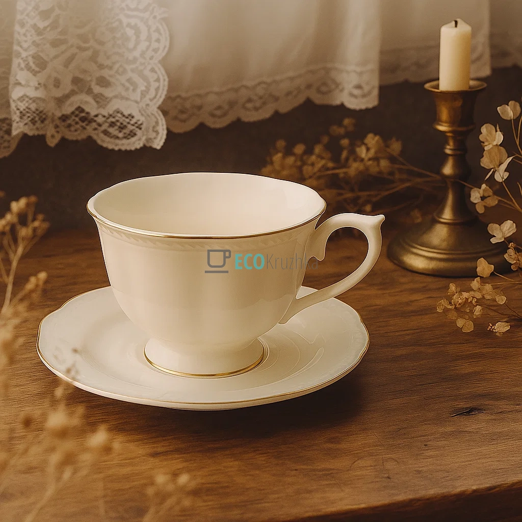 Чайний сервіз порцеляновий на 6 персон Мілена – чашки 240 мл з блюдцями (999-028) Чайний сервіз порцеляновий на 6 персон Мілена – чашки 240 мл з блюдцями (999-028)