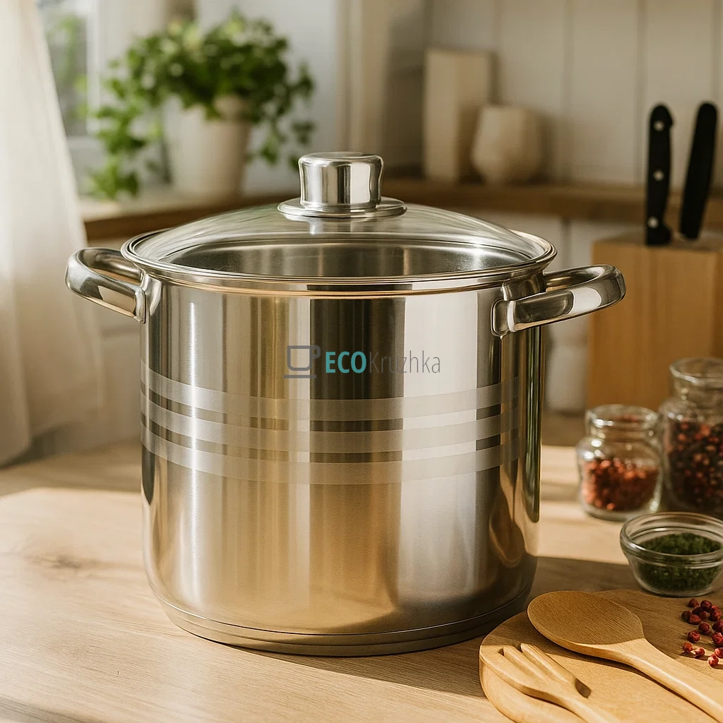 Каструля нержавіюча 10л професійна з кришкою Edenberg EB-545