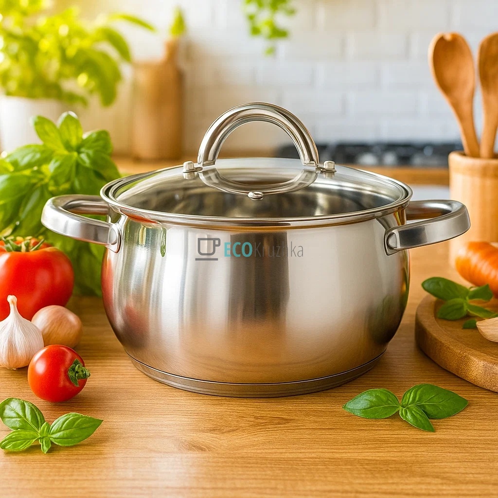 Каструля нержавіюча 6.5 л професійна з кришкою Edenberg EB-3727