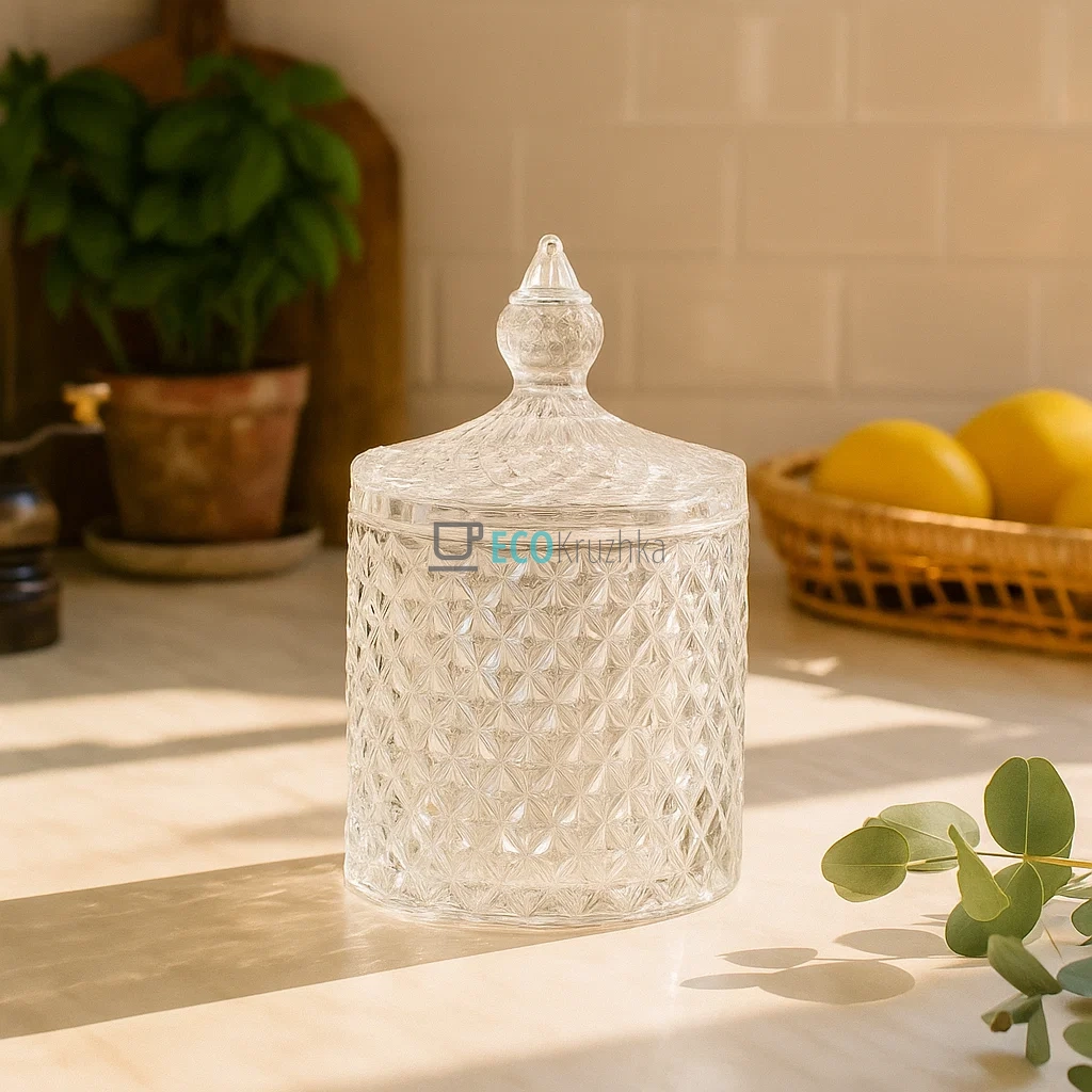 Цукорниця 300мл з кришкою скляна Crystal , Прозора (992-281) Цукорниця 300мл з кришкою скляна Crystal , Прозора (992-281)