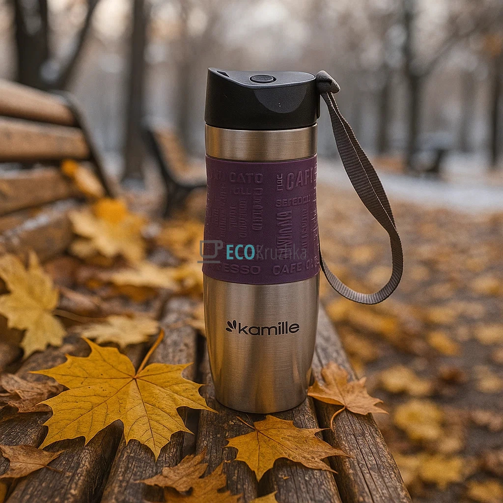 Термокружка Kamille 480 мл Фіолетовий EK5062 Термокружка Kamille 480 мл Фіолетовий EK5062