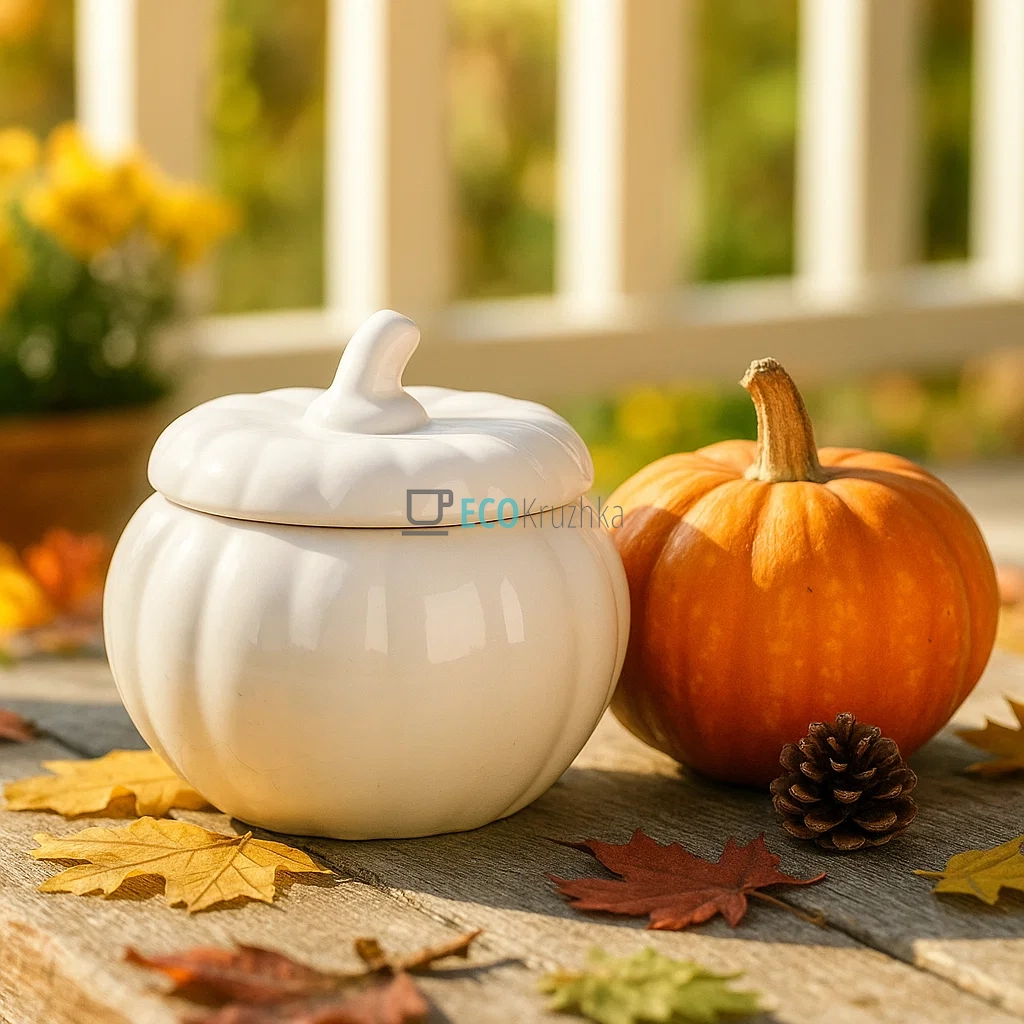 Банка порцелянова Гарбуз 500 мл, Білий (988-251) Банка порцелянова Гарбуз 500 мл, Білий (988-251)