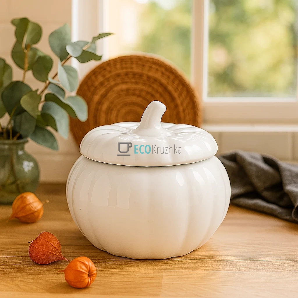 Банка порцелянова Гарбуз 2000 мл, Білий (988-252) Банка порцелянова Гарбуз 2000 мл, Білий (988-252)