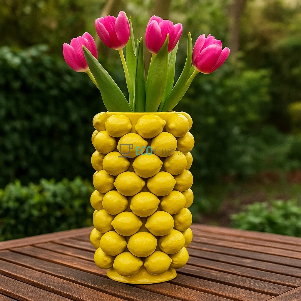 Ваза порцелянова Lemon Лимон Жовтий D26 х 42 см (457-327) Ваза порцелянова Lemon Лимон Жовтий D26 х 42 см (457-327)