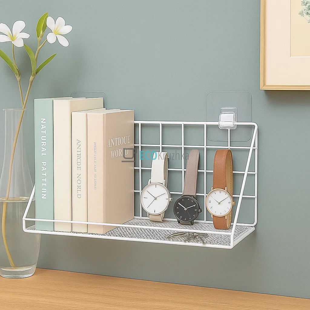 Навісна полиця на самоклейкій стрічці (кухня-ванна) 35*12*15 см Біла EK14306 Навісна полиця на самоклейкій стрічці (кухня-ванна) 35*12*15 см Біла EK14306