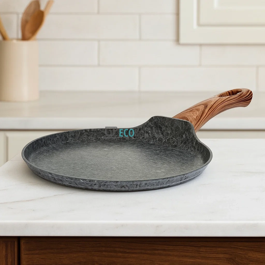Сковорідка для млинців 28 см з антипригарним покриттям Grey marble з алюмінію Kamille KM-4172