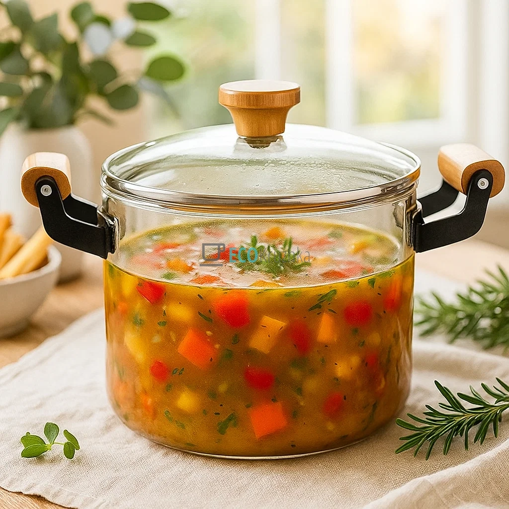 Жароміцна скляна каструля з кришкою, 5 літрів HO_PE (888-2)
