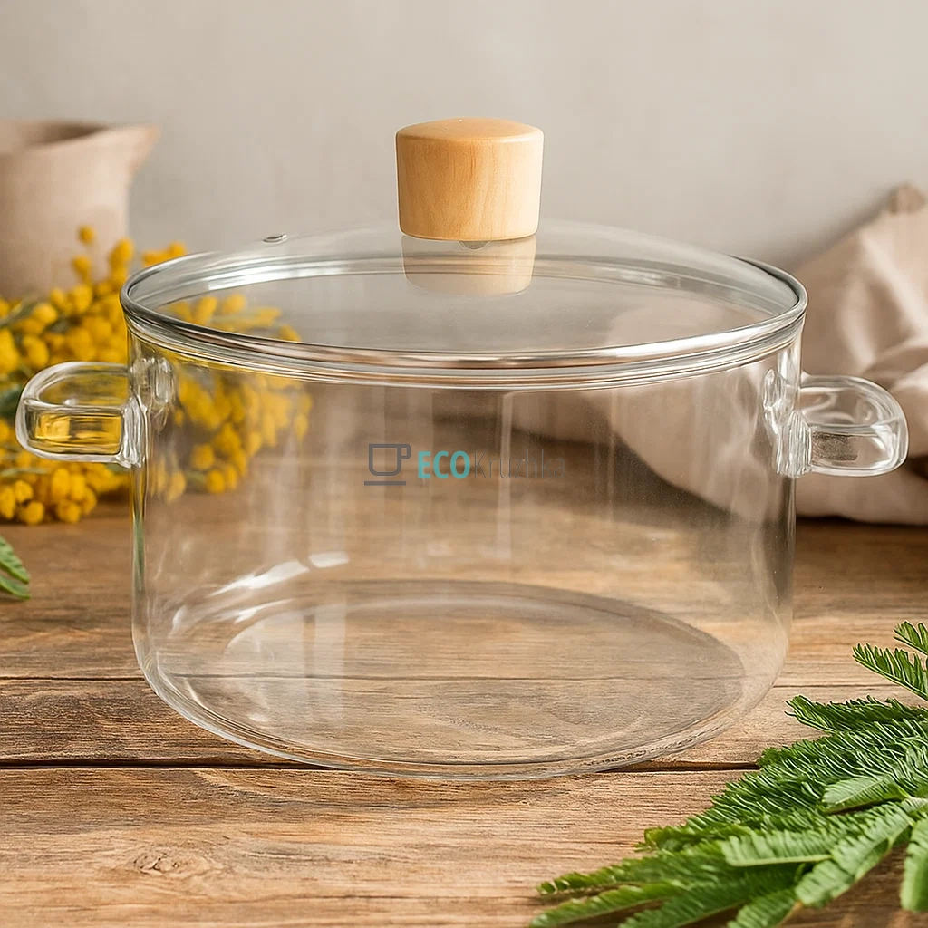 Каструля для варіння з боросилікатного скла, 2.8 л, з прозорою кришкою – Класика (APL1056)