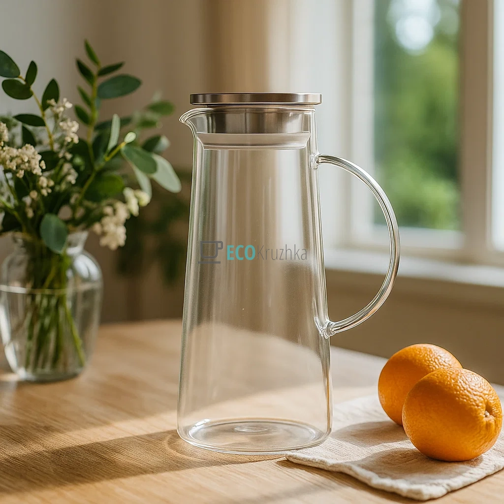 Графін скляний зі сталевим корком 1.2л Kamille KM-9033 Графін скляний зі сталевим корком 1.2л Kamille KM-9033