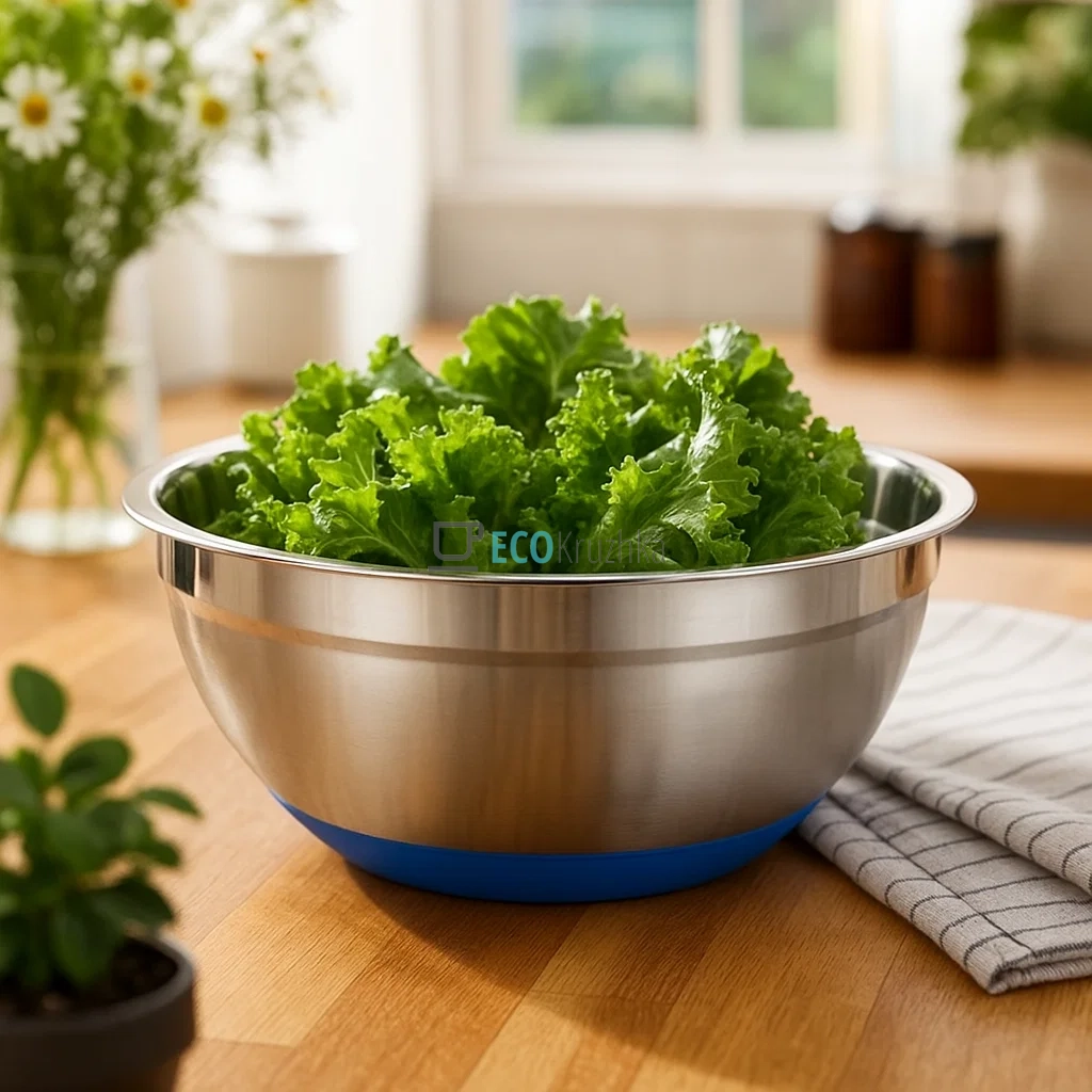 Миска 26х12 см із нержавіючої сталі з антискользьким дном Kamille KM-4350