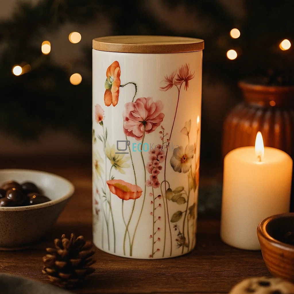 Порцелянова банка для зберігання продуктів 1л з кришкою Flower Garden Bonadi (K055)
