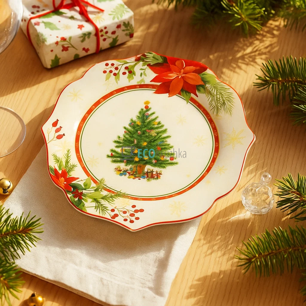 Новорічна порцелянова тарілка Christmas Story 21 см • для святкової сервіровки (149-040) Новорічна порцелянова тарілка Christmas Story 21 см • для святкової сервіровки (149-040)