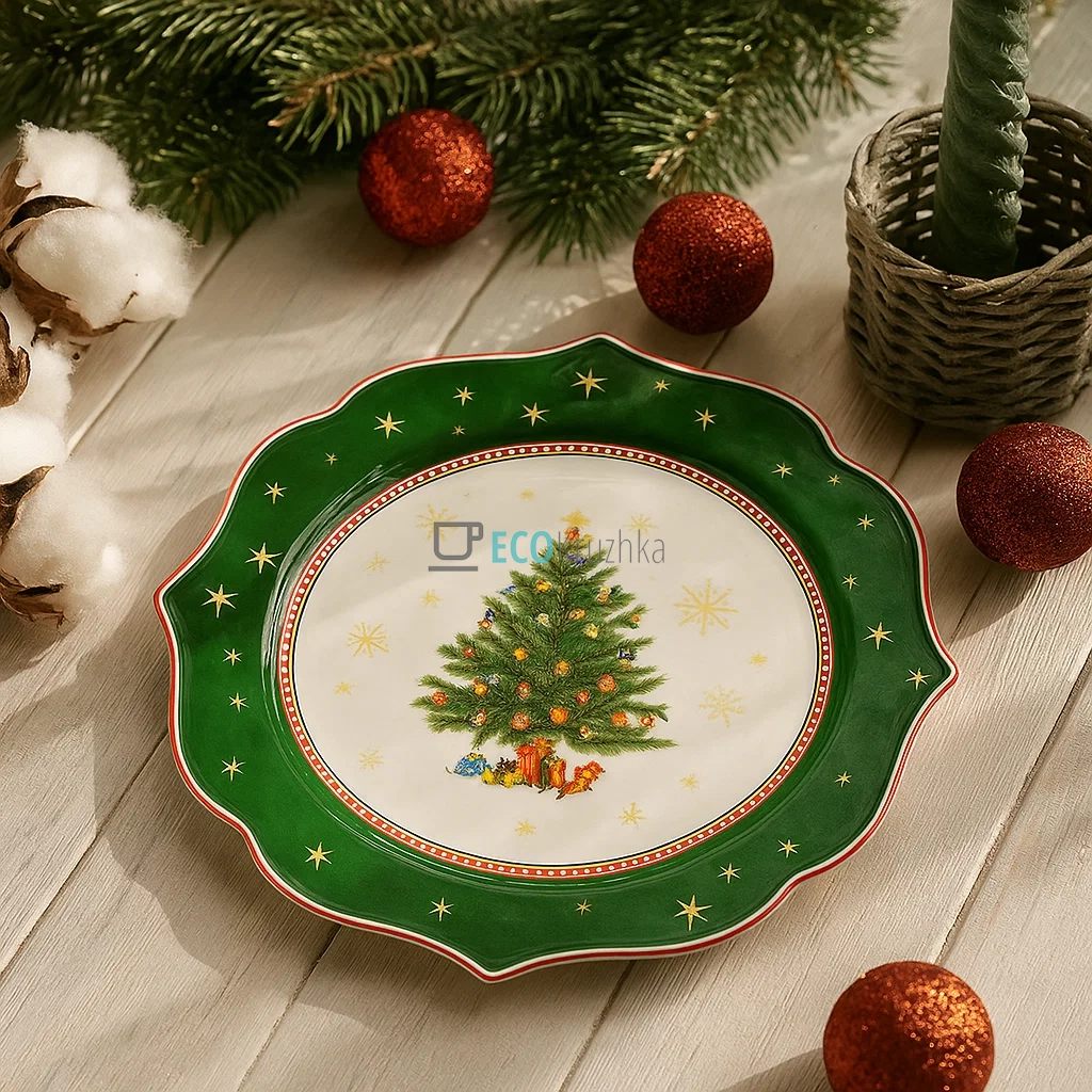 Новорічна порцелянова обідня тарілка Ø27.5 см • святковий декор Christmas Story (149-047) Новорічна порцелянова обідня тарілка Ø27.5 см • святковий декор Christmas Story (149-047)