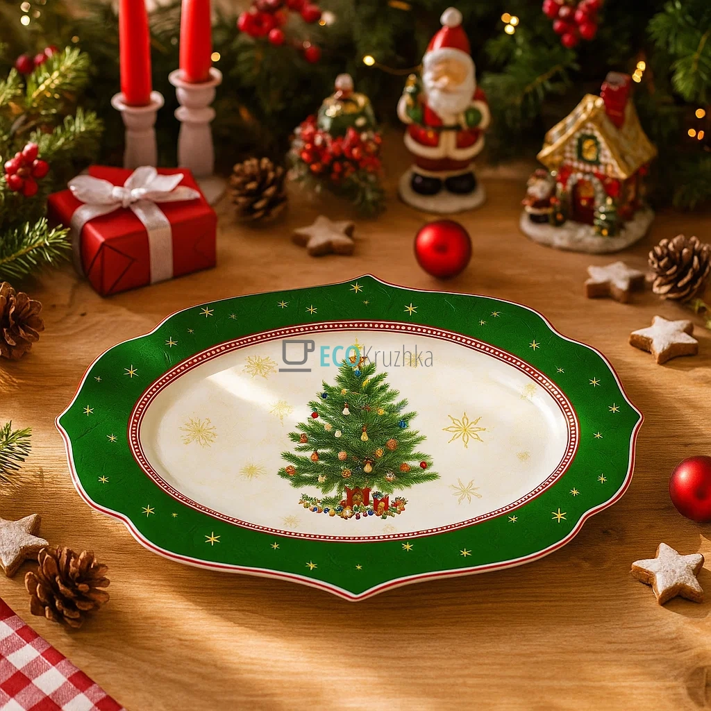 Новорічна сервірувальна тарілка 35×25 см з порцеляни • святковий декор Christmas Story (149-048) Новорічна сервірувальна тарілка 35×25 см з порцеляни • святковий декор Christmas Story (149-048)