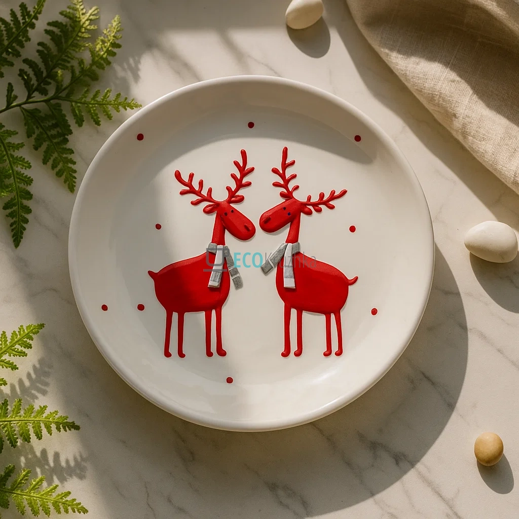 Керамічна тарілка "Олені", 21.4 см, біла (834-141) Керамічна тарілка "Олені", 21.4 см, біла (834-141)