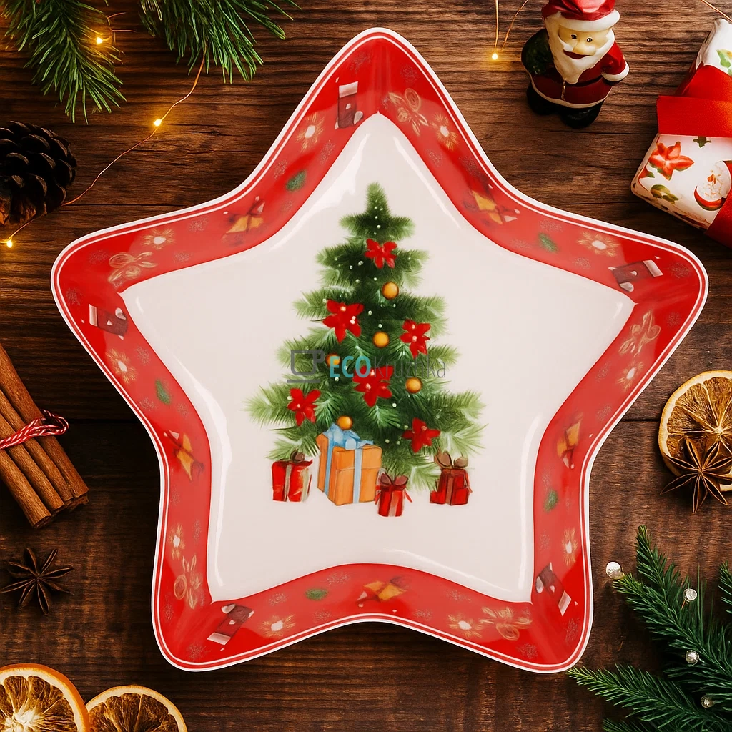 Порцелянове блюдо у формі зірки "Святковий флер", 28 см (498-248) Порцелянове блюдо у формі зірки "Святковий флер", 28 см (498-248)