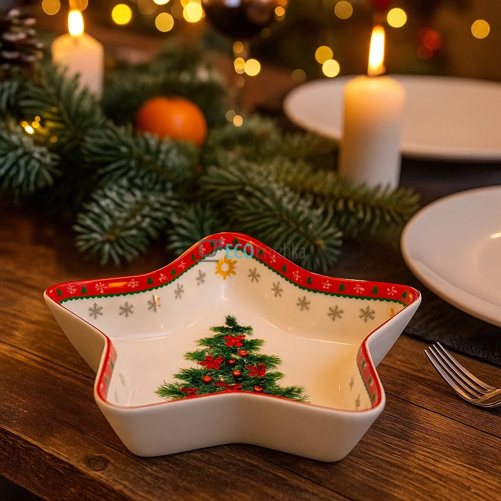 Порцелянове блюдо у формі зірки "Святковий флер", 17.5 см (498-285) Порцелянове блюдо у формі зірки "Святковий флер", 17.5 см (498-285)