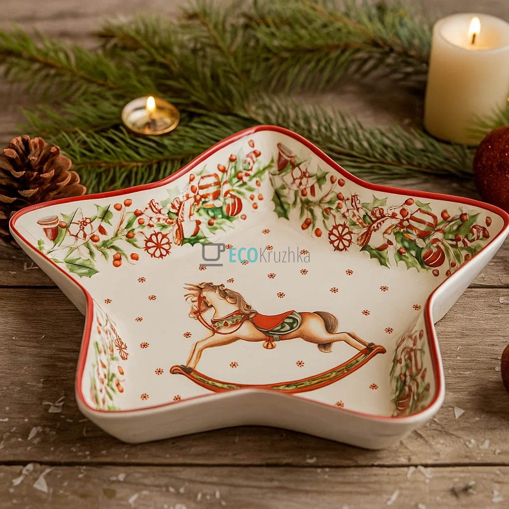 Порцелянове блюдо у формі зірки "Різдвяна Фантазія" 28 см (498-284) Порцелянове блюдо у формі зірки "Різдвяна Фантазія" 28 см (498-284)