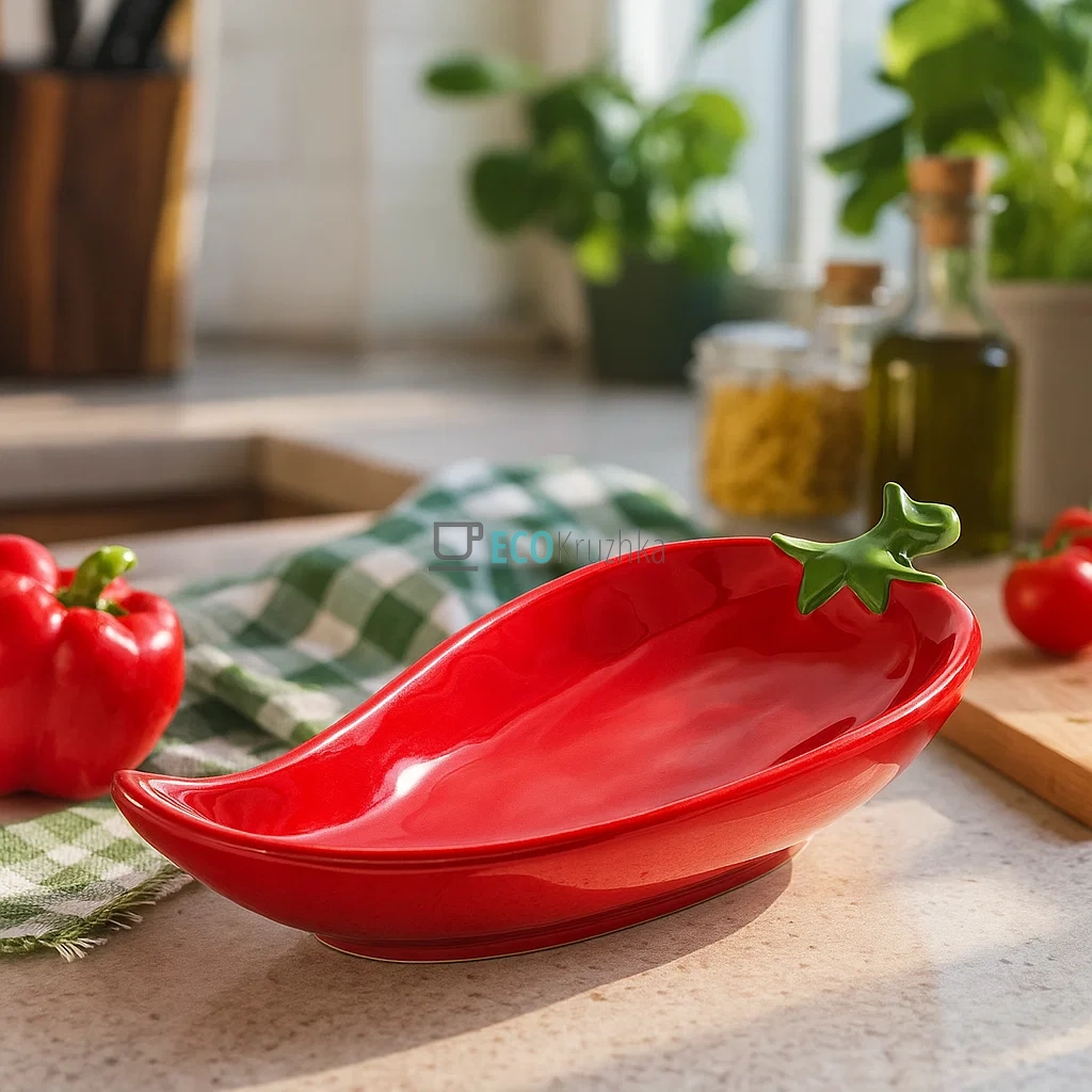 Тарілка керамічна "Pepper", 22 х 10 х 5.2см, колір - червоний (928-098) Тарілка керамічна "Pepper", 22 х 10 х 5.2см, колір - червоний (928-098)