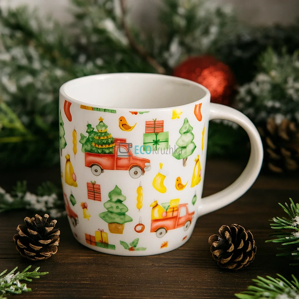Порцеляновий кухоль "Новорічний Джип", 350 мл (B04-011-3) Порцеляновий кухоль "Новорічний Джип", 350 мл (B04-011-3)