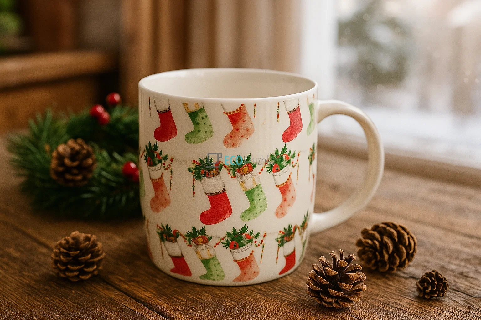 Порцеляновий кухоль "Новорічний Панчоха", 350 мл (B04-011-1) Порцеляновий кухоль "Новорічний Панчоха", 350 мл (B04-011-1)