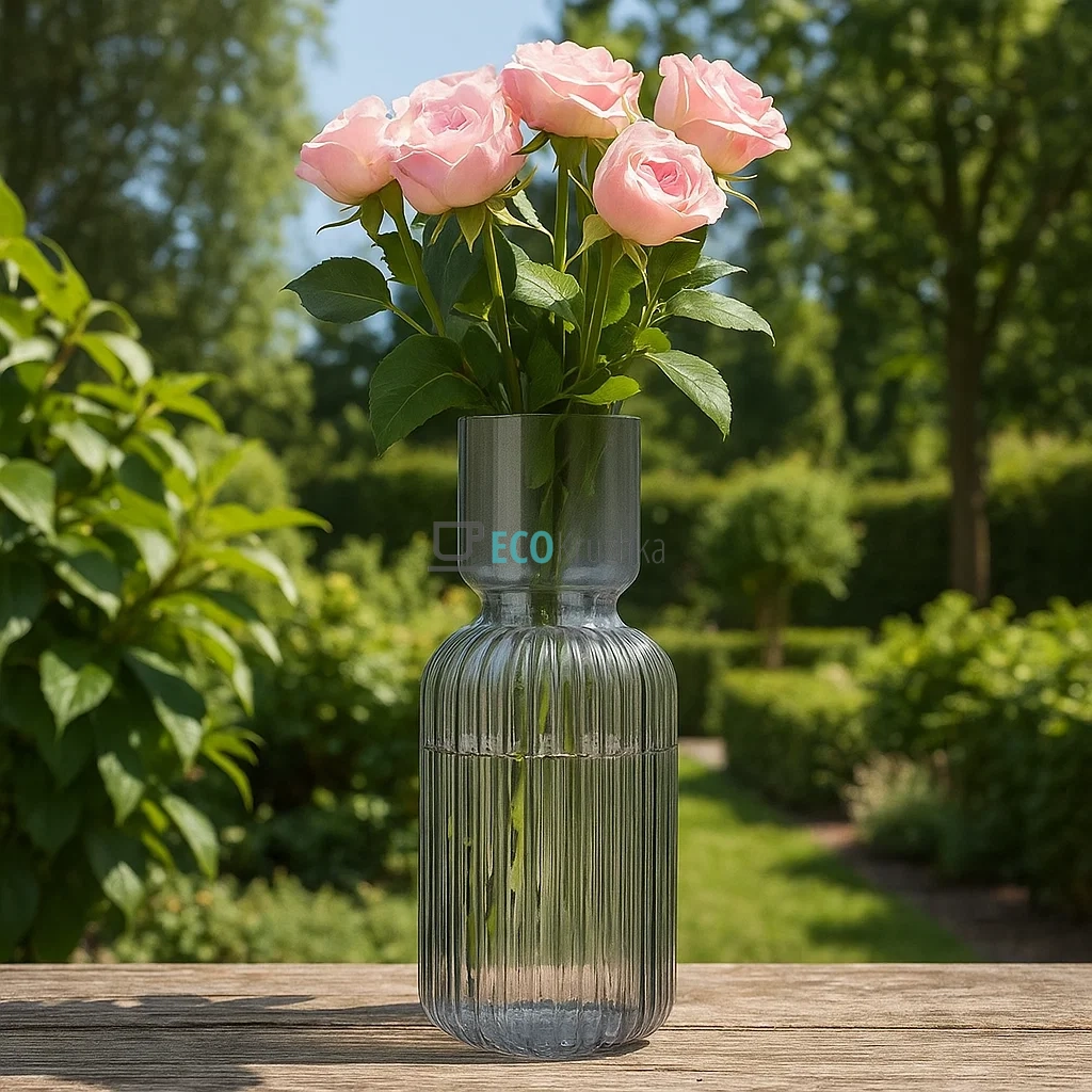Ваза скляна Bottle grey D11 х 30 см, Сіро-синій (527-800)