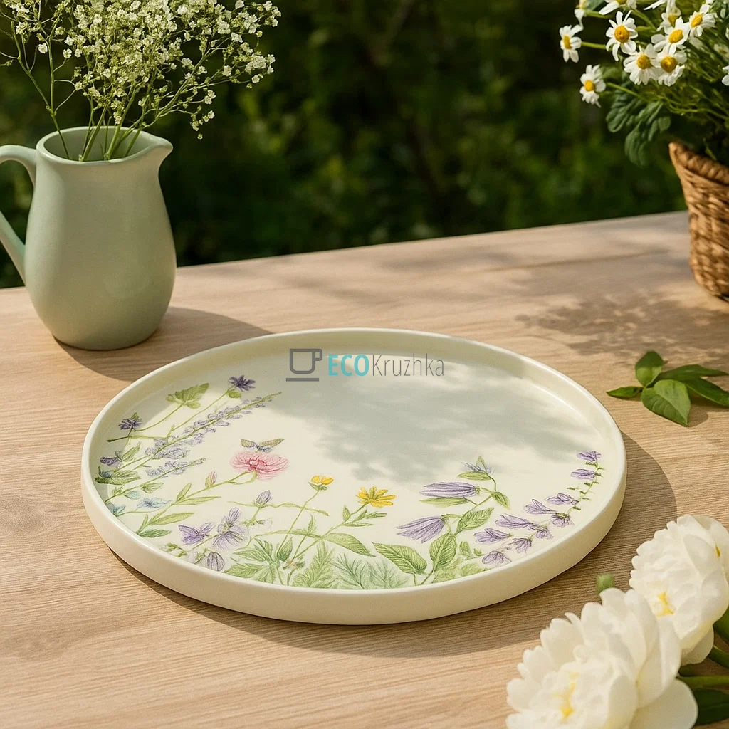 Обідня порцелянова тарілка "Floral", 25.5 см, модель (K030) Обідня порцелянова тарілка "Floral", 25.5 см, модель (K030)