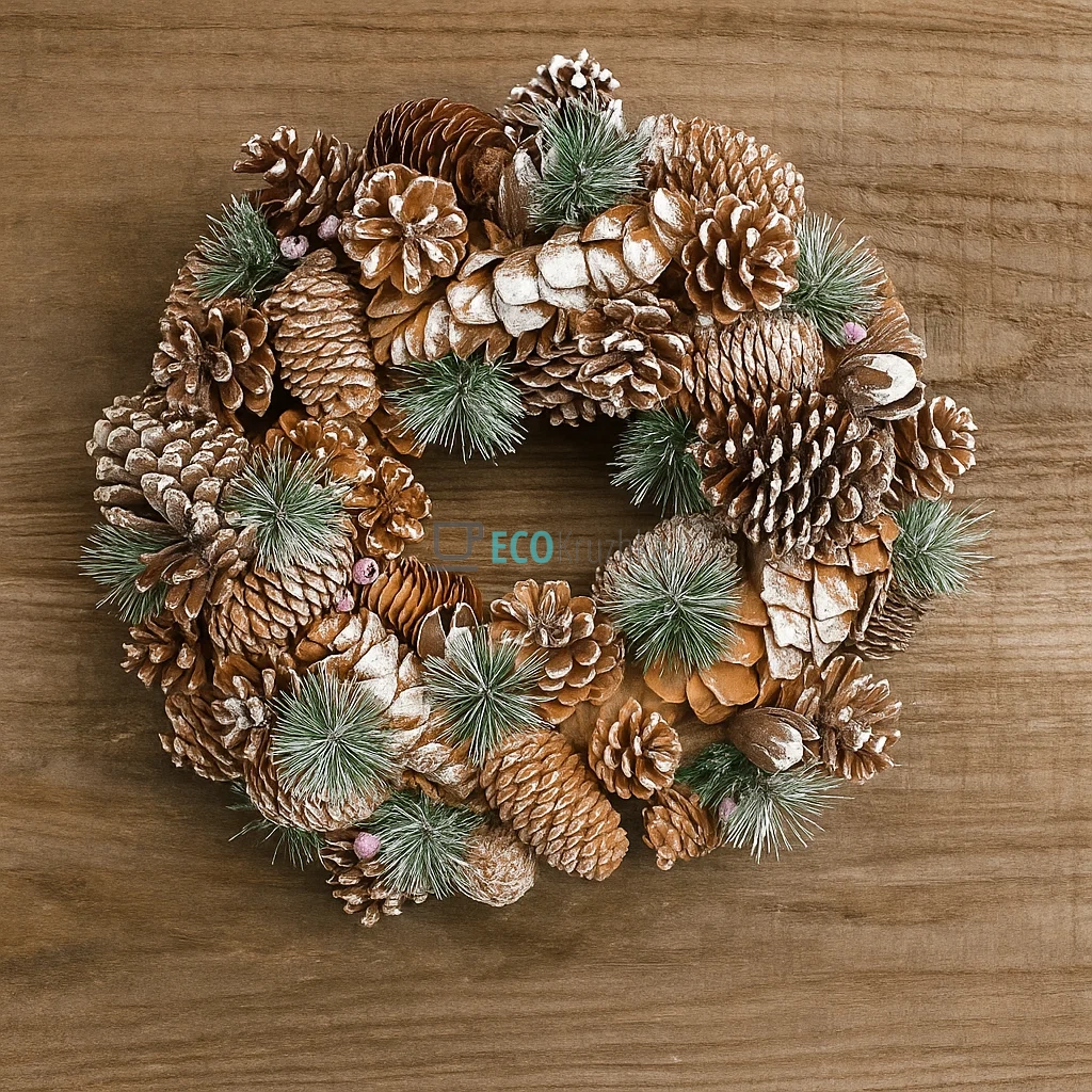 Новорічний декоративний вінок 42 см з натуральних матеріалів (Модель NY27-738) Новорічний декоративний вінок 42 см з натуральних матеріалів (Модель NY27-738)