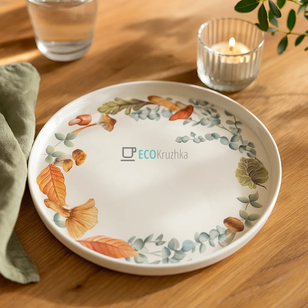 Обідня порцелянова тарілка D25.5 х 2см Грибна Поляна (K038) Обідня порцелянова тарілка D25.5 х 2см Грибна Поляна (K038)