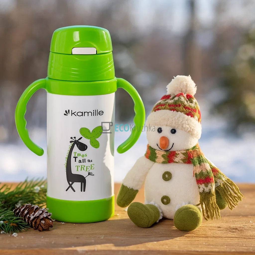 Дитячий термос-поїлка з трубочкою Kamille Салатовий 350мл з нержавіючої сталі KM-2085 Дитячий термос-поїлка з трубочкою Kamille Салатовий 350мл з нержавіючої сталі KM-2085