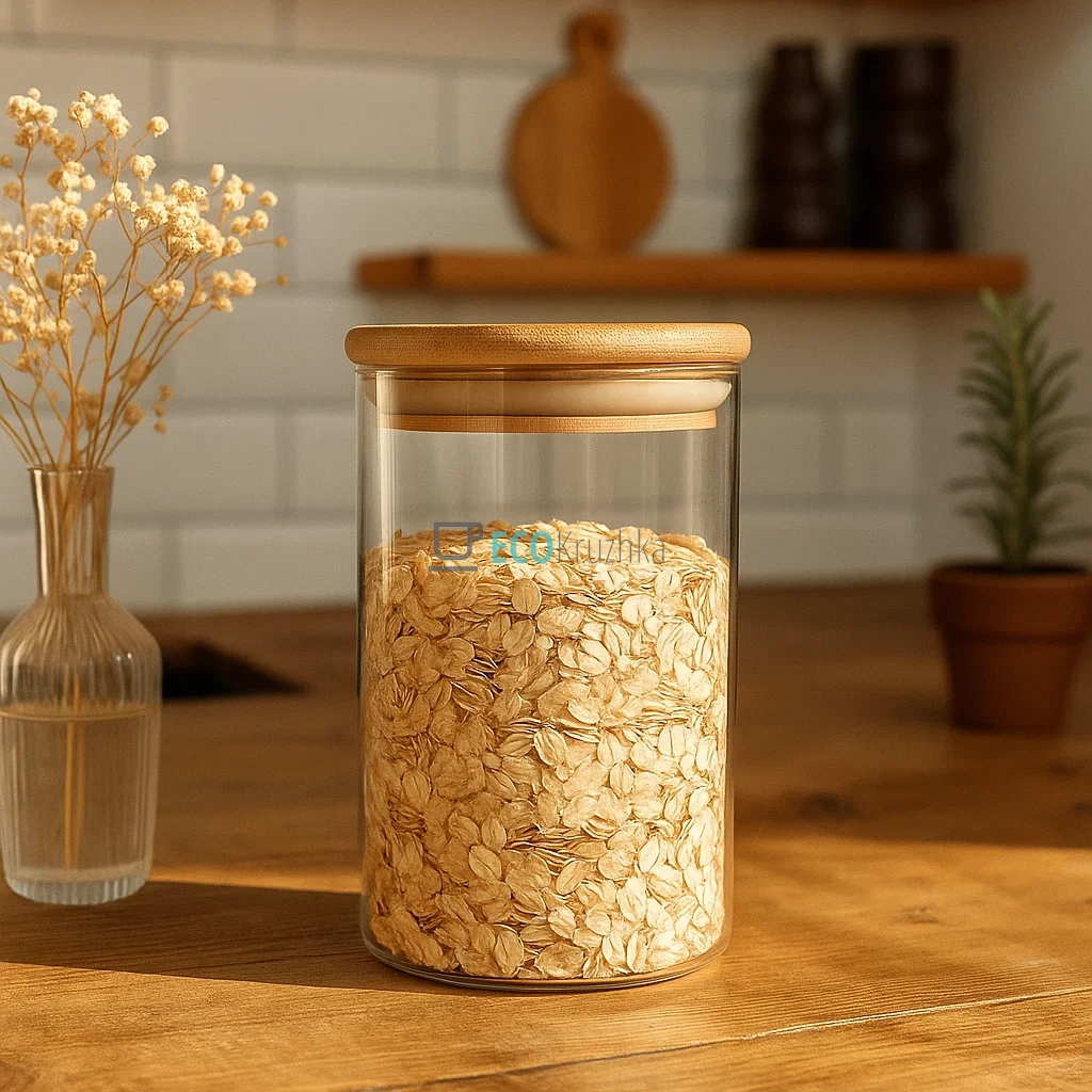 Ємність 1050 мл, для сипких продуктів 9.5х16 см із бамбуковою кришкою TS2304C Ємність 1050 мл, для сипких продуктів 9.5х16 см із бамбуковою кришкою TS2304C