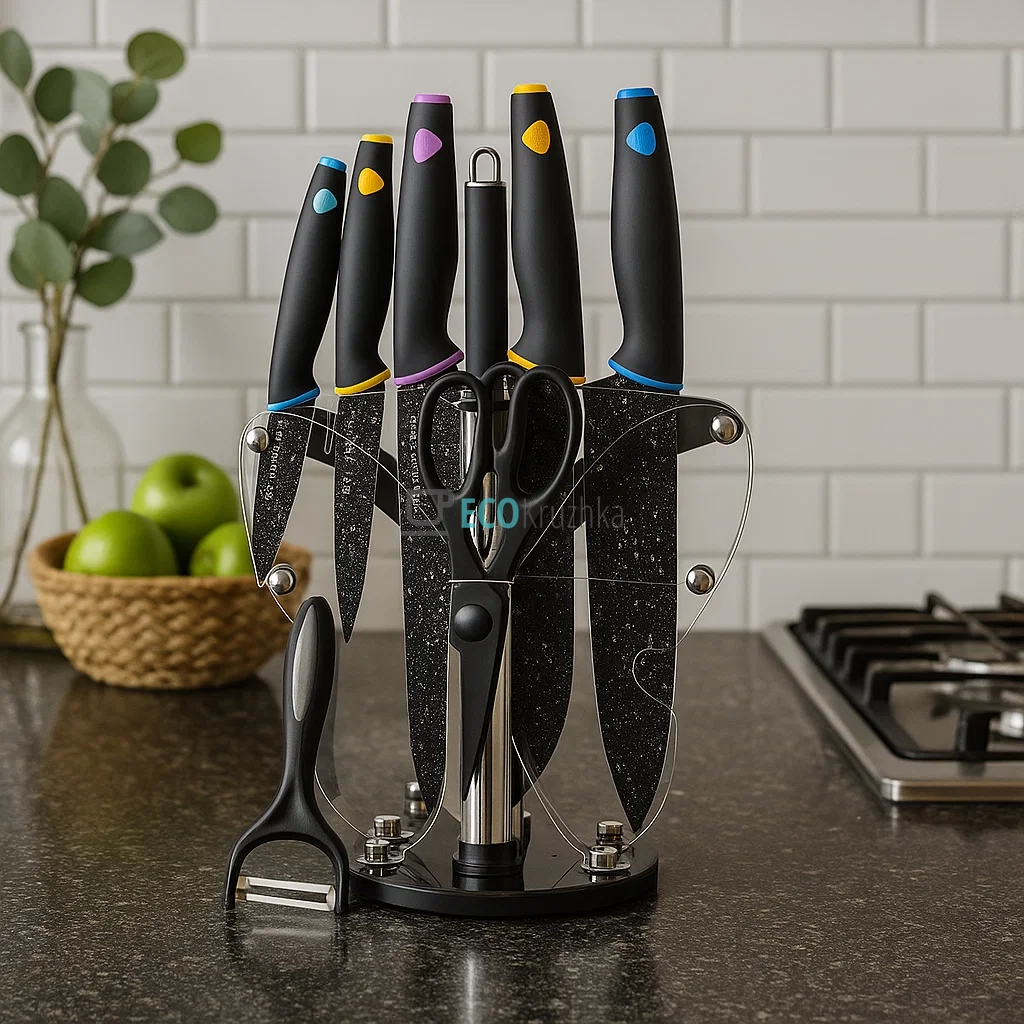 Набір ножів на підставці 9 предметів Edenberg EB-11061 Набір ножів на підставці 9 предметів Edenberg EB-11061
