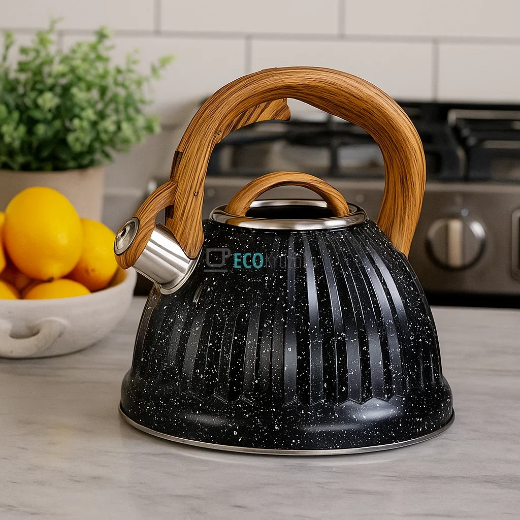 Чайник із нержавіючої сталі зі свистком 3 л Edenberg EB-8810 Black Чайник із нержавіючої сталі зі свистком 3 л Edenberg EB-8810 Black