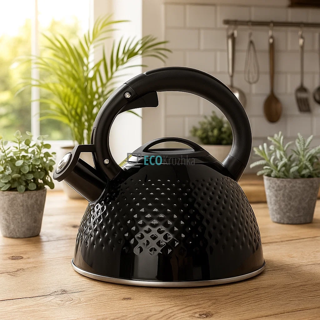 Чайник із нержавіючої сталі зі свистком 3 л Edenberg Чорний EB-8854