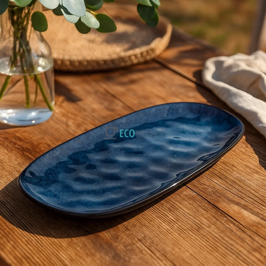 Блюдо овальне керамічне Casual 31 х 15см, Cиній (344-223) Блюдо овальне керамічне Casual 31 х 15см, Cиній (344-223)