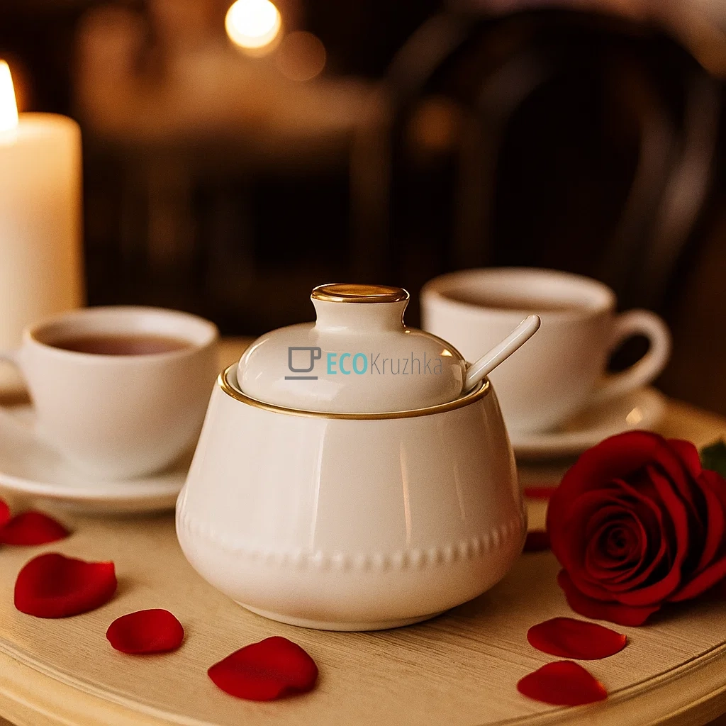 Цукорниця з ложкою 300 мл порцелянова Valencia (990-121) Цукорниця з ложкою 300 мл порцелянова Valencia (990-121)