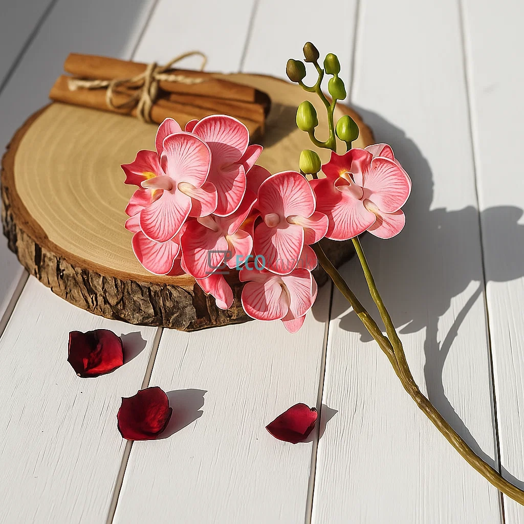 Штучна латексна орхідея, 8 квіток, розмір 16x60 см, яскраво-рожева (140-003) Штучна латексна орхідея, 8 квіток, розмір 16x60 см, яскраво-рожева (140-003)